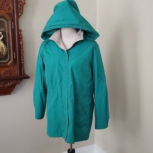 London Fog Green And Cream Hooded Coat Jacket, 6